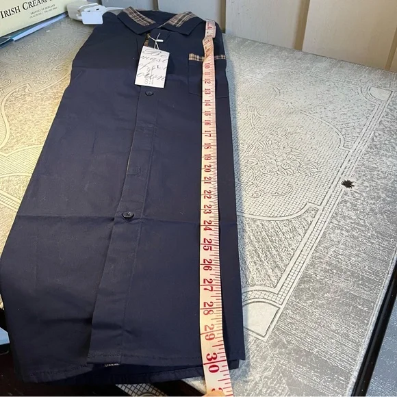 Coofandy Men's Navy Blue Shirt with Plaid Accents Sz L - Picture 3 of 9